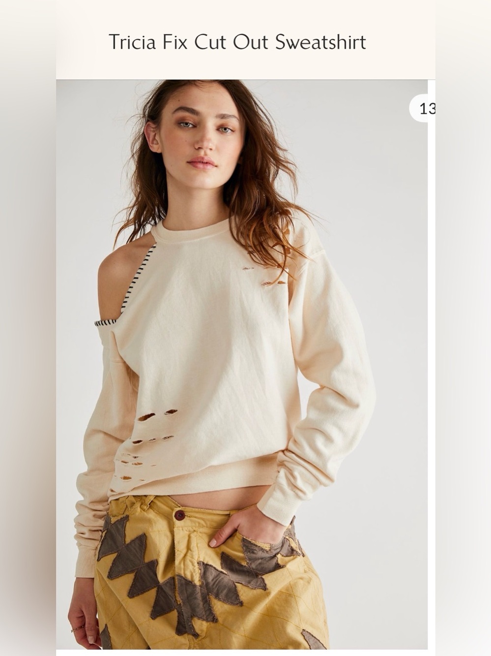 NWT Free People Tricia Fix Cutout Sweatshirt
